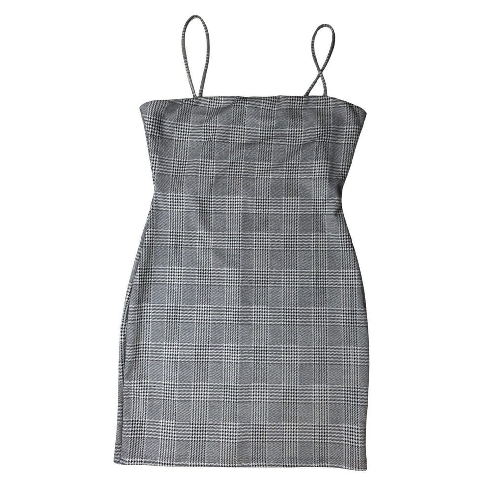 Windsor Grey Glen Plaid Spaghetti Strap Bodycon Mini Dress Womens Size M